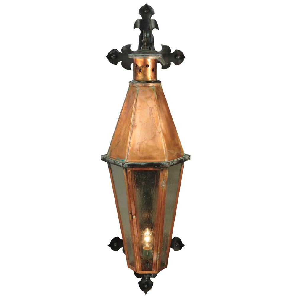 2nd Avenue Lighting 48259-190 W Millesime Lantern Wall Sconce in Verdi, Craftsman Brown, Raw Copper