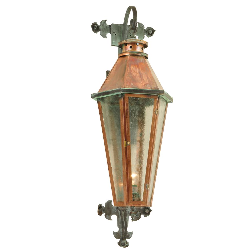 2nd Avenue Lighting 48259-201.PHOTOCELL Millesime Lantern Wall Sconce in Raw Copper W/ Verdi Brass