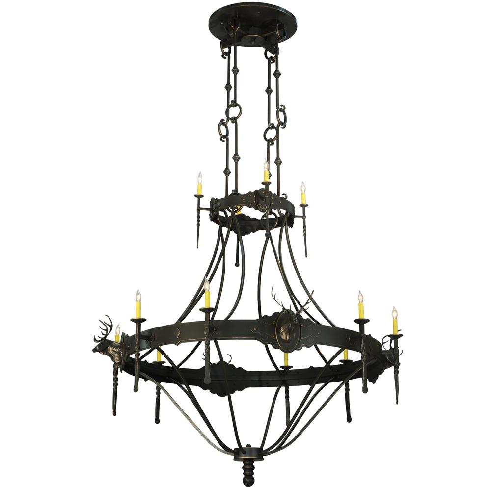2nd Avenue Lighting 48259-231 6 Stag 12 LT Two Tier Chandelier in Timeless Bronze