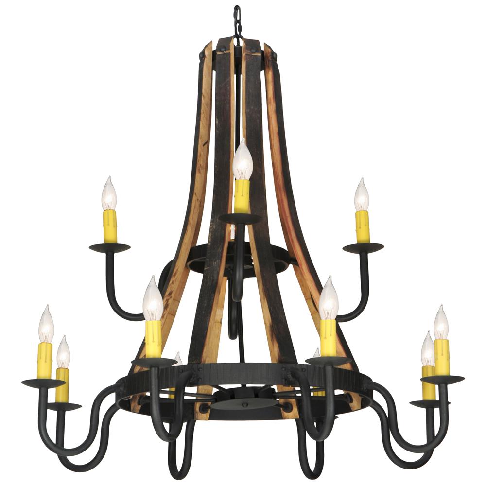 2nd Avenue Lighting 1-0236241255-56  Barrel Stave Madera 12 LT Two Tier Chandelier in Wrought Iron