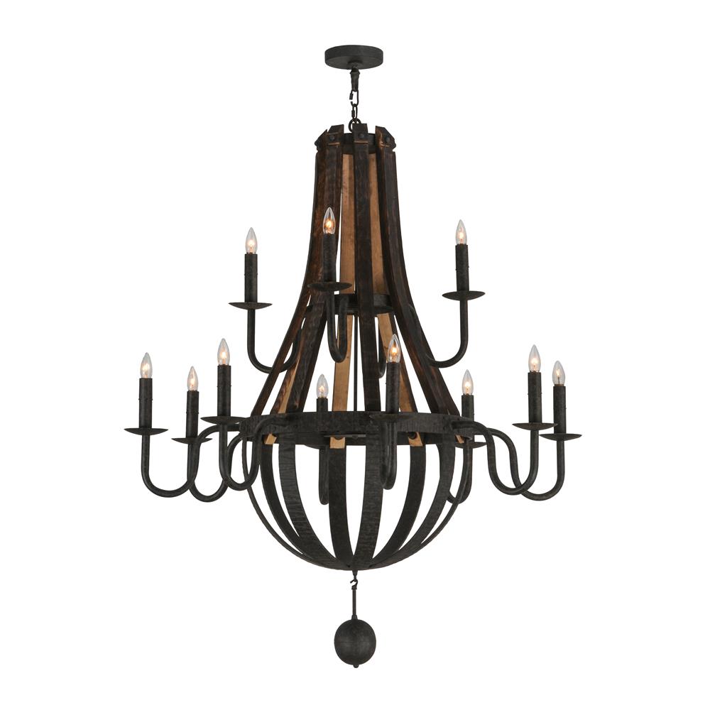 2nd Avenue Lighting 15855-6  Barrel Stave Madera 12 LT Two Tier Chandelier in Coffee Bean