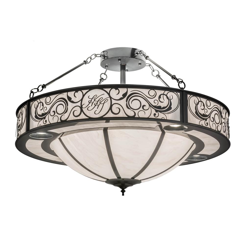 2nd Avenue Lighting S21258-1  Toulouse Personalized Monogram Inverted Pendant in M1150 White Swirl Acrylic Sb Out