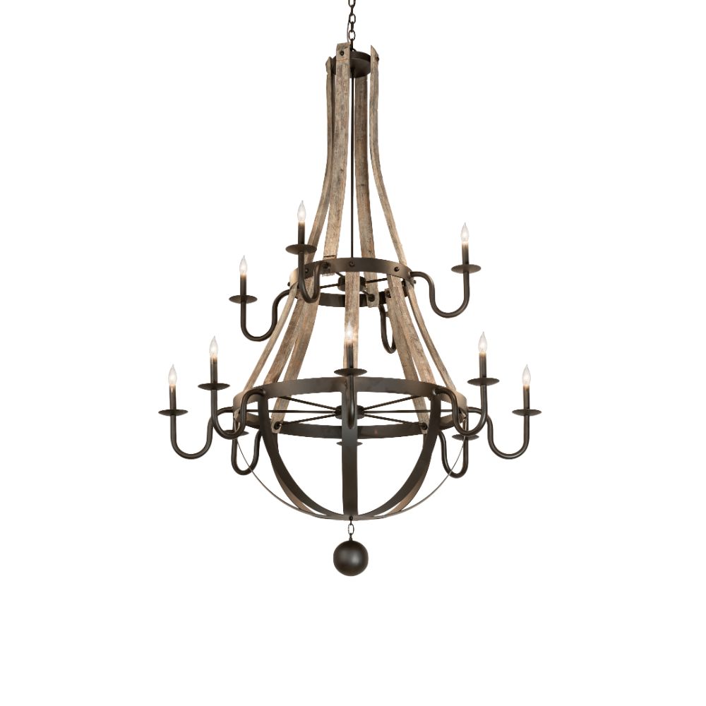 2nd Avenue Lighting 206540-1500 56" Wide Barrel Stave Madera 12 Light Two Tier Chandelier in Oil Rubbed Bronze