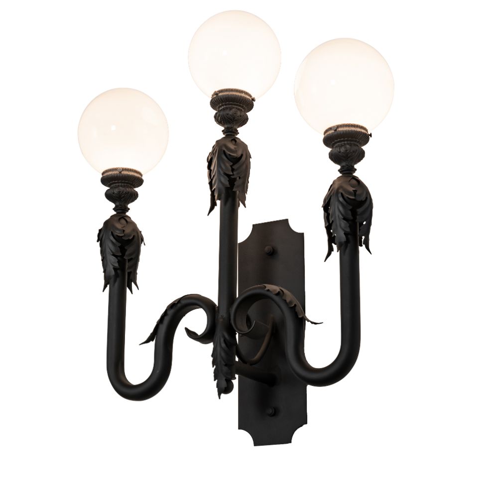 2nd Avenue Lighting 200439-1571A 30" Wide Strasbourg 3 Light Wall Sconce in Fine Textured Black