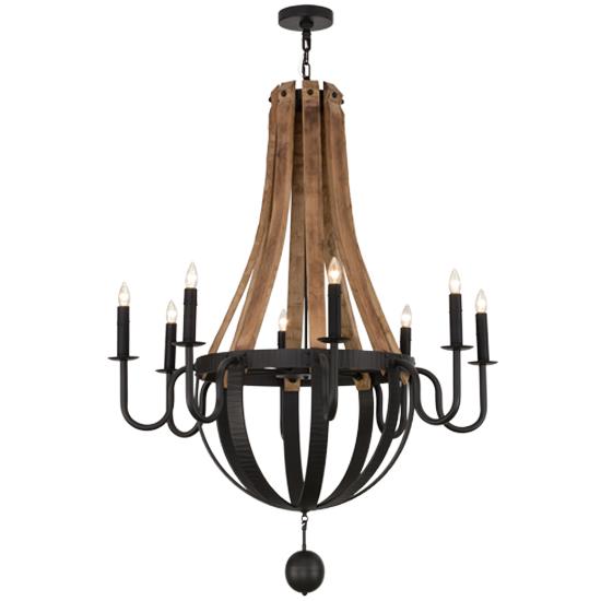 2nd Ave Design 34789-26 Barrel Stave Madera Chandelier in Wrought Iron