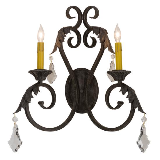 2nd Ave Design 75835.2.X.AIG Josephine Crystal Sconce in Antique Iron Gate