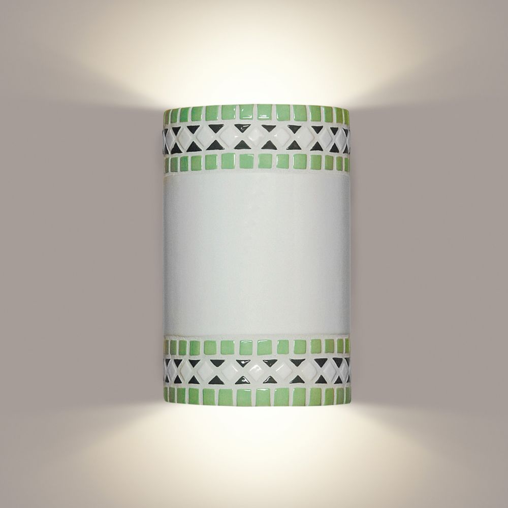 A19 M20301-MI-WET Mosaic Borders Wall Sconce Mint Green (Outdoor Sheltered Socket for Wet Locations (Bulb not included))