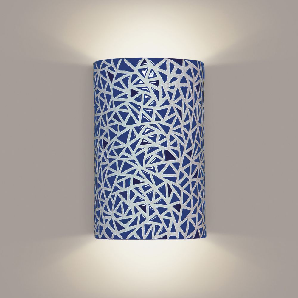 A19 M20307-CB-WET Mosaic Impact Wall Sconce Cobalt Blue (Outdoor Sheltered Socket for Wet Locations (Bulb not included))