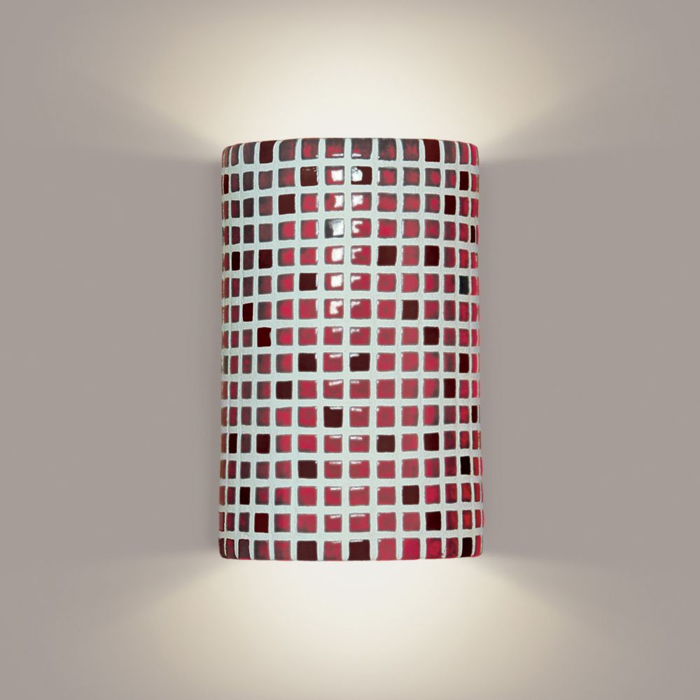 A19 M20308-MR-WET Mosaic Confetti Wall Sconce Matador Red (Outdoor Sheltered Socket for Wet Locations (Bulb not included))