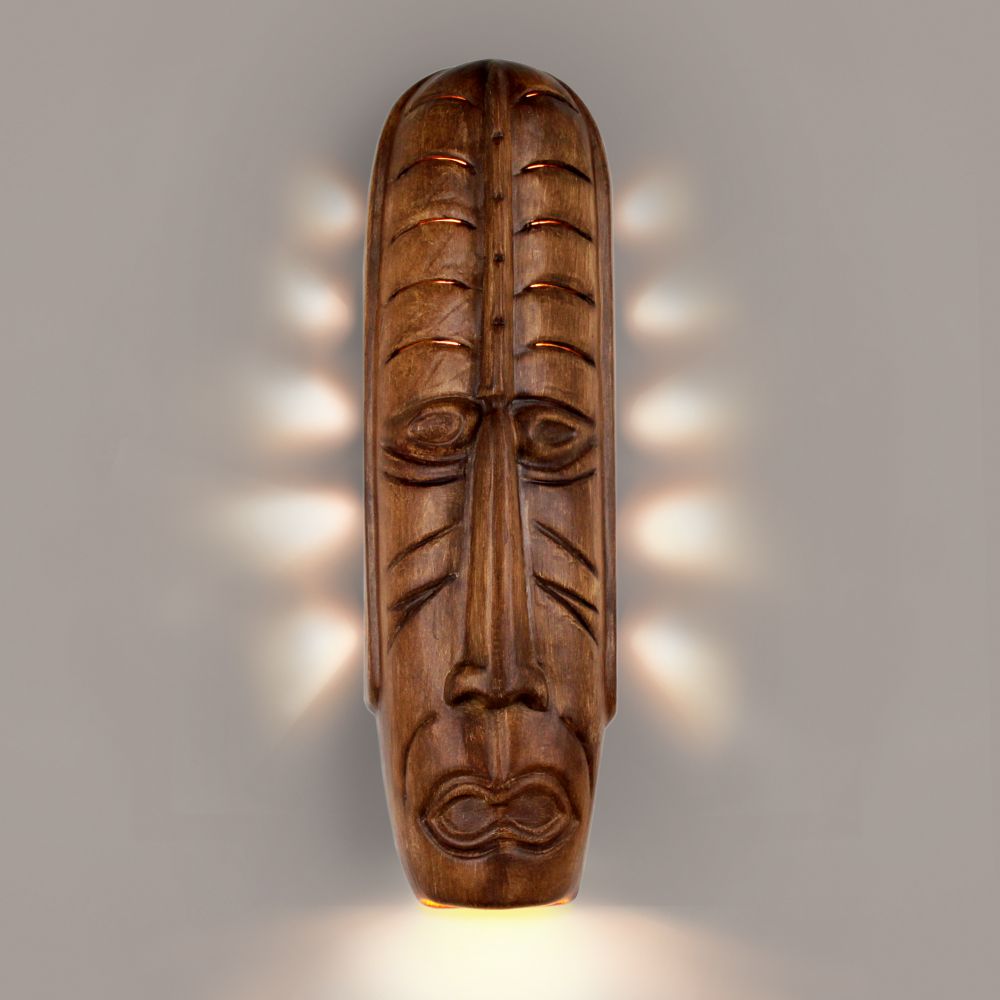 A19 NT004-AP-WET Tribal Mask Wall Sconce Amber Palm (Outdoor/WET Location)