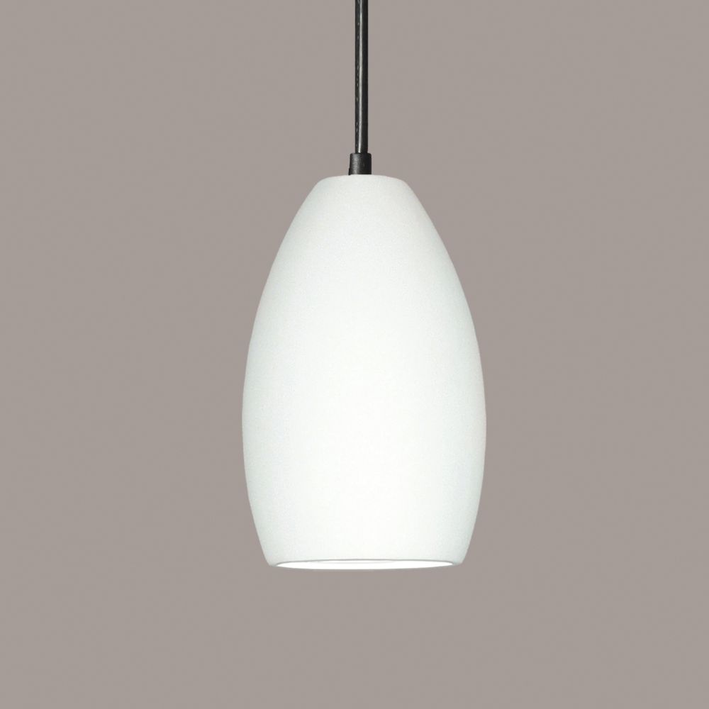 A19 P1501-1LEDE26-BCC Antigua Pendant: Bisque (E26 Base Dimmable LED (Bulb included)) (Black Cord & Canopy)