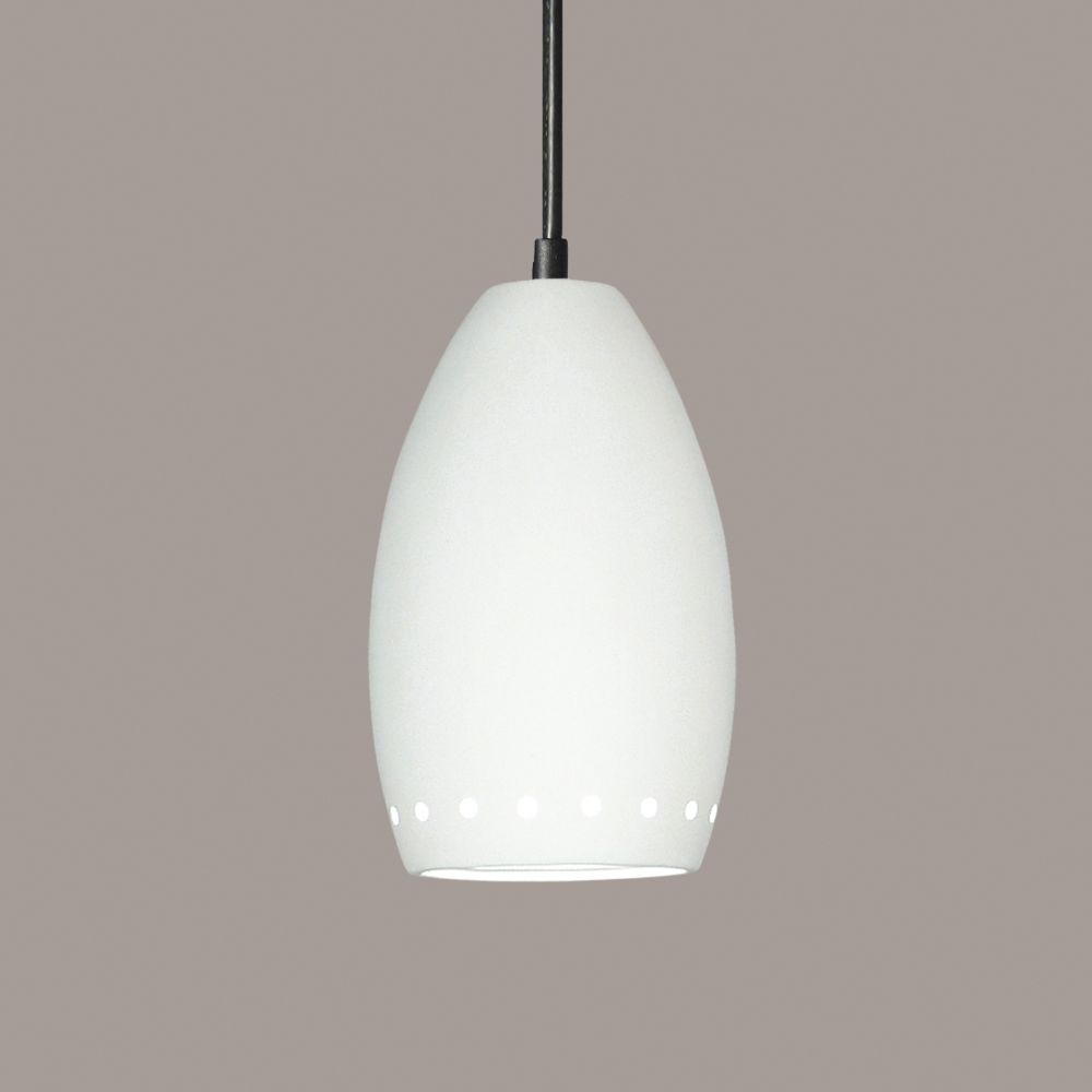A19 P1503-1LEDE26-BCC Grenada Pendant: Bisque (E26 Base Dimmable LED (Bulb included)) (Black Cord & Canopy)