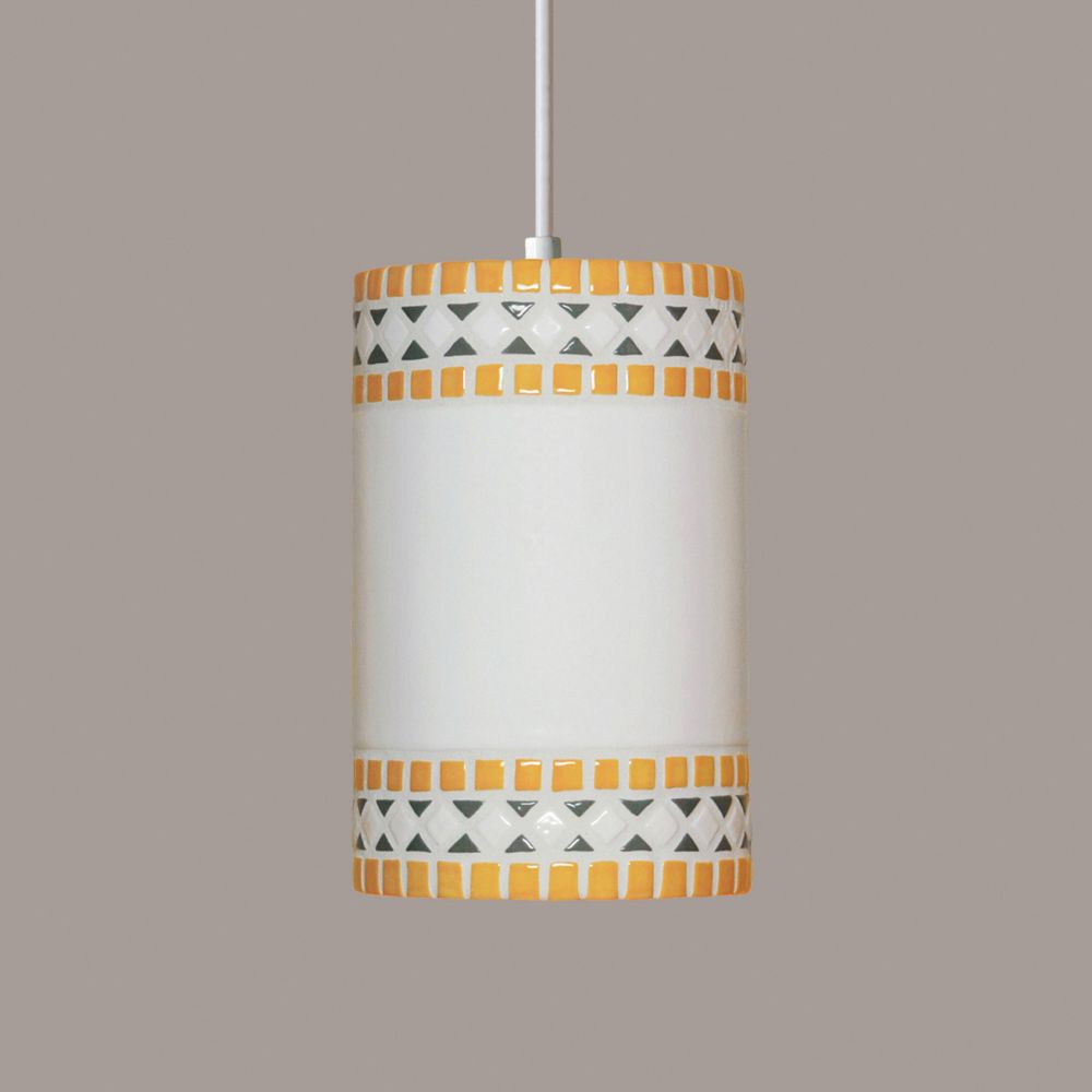 A19 PM20301-SY-BCC Mosaic Borders Pendant Sunflower Yellow (Black Cord & Canopy)