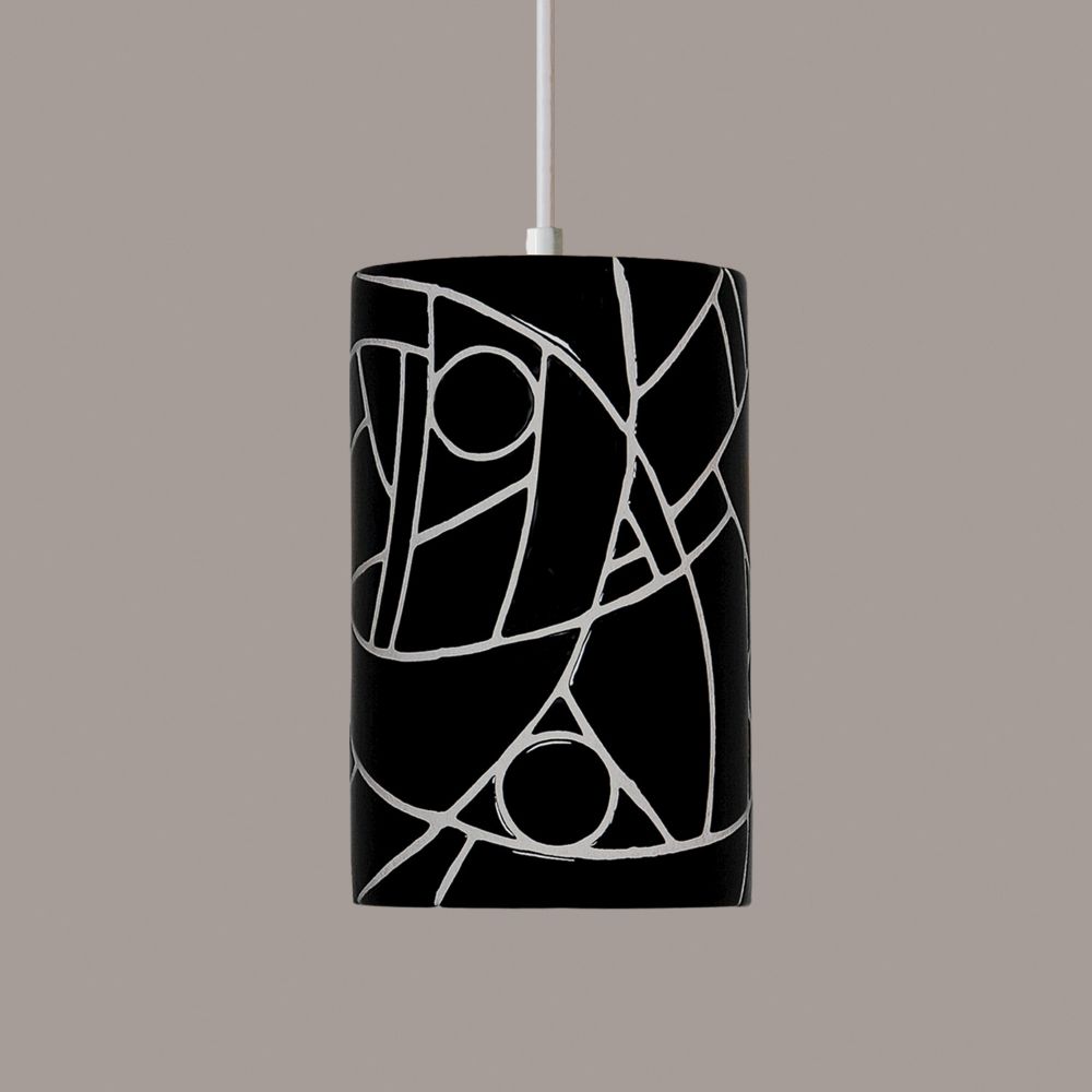 A19 PM20303-BL-WCC Picasso Pendant Black (White Cord & Canopy)