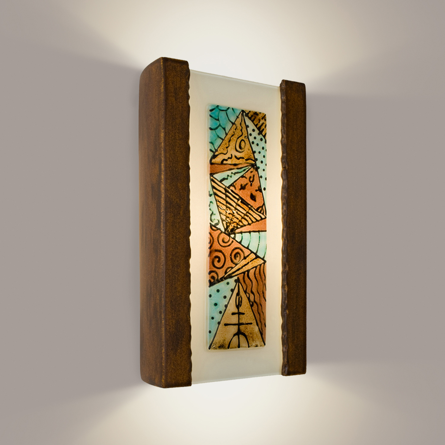 A19 RE103-BT-MTQ-WET reFusion Abstract Wall Sconce Butternut and Multi Turquoise (Outdoor Sheltered Socket for Wet Locations (Bulb not included))
