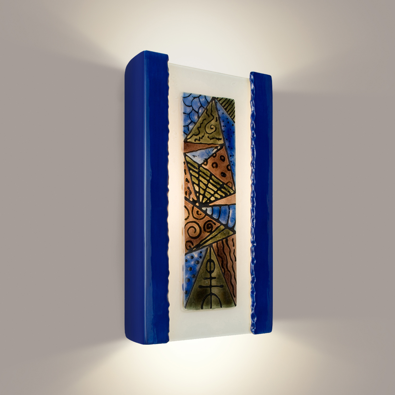 A19 RE103-CB-MSH-WET reFusion Abstract Wall Sconce Cobalt Blue and Multi Sapphire (Outdoor Sheltered Socket for Wet Locations (Bulb not included))