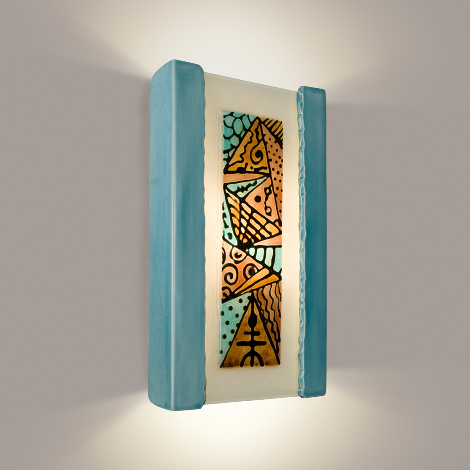 A19 RE103-TC-TQ-WET reFusion Abstract Wall Sconce Teal Crackle and Turquoise (Outdoor Sheltered Socket for Wet Locations (Bulb not included))