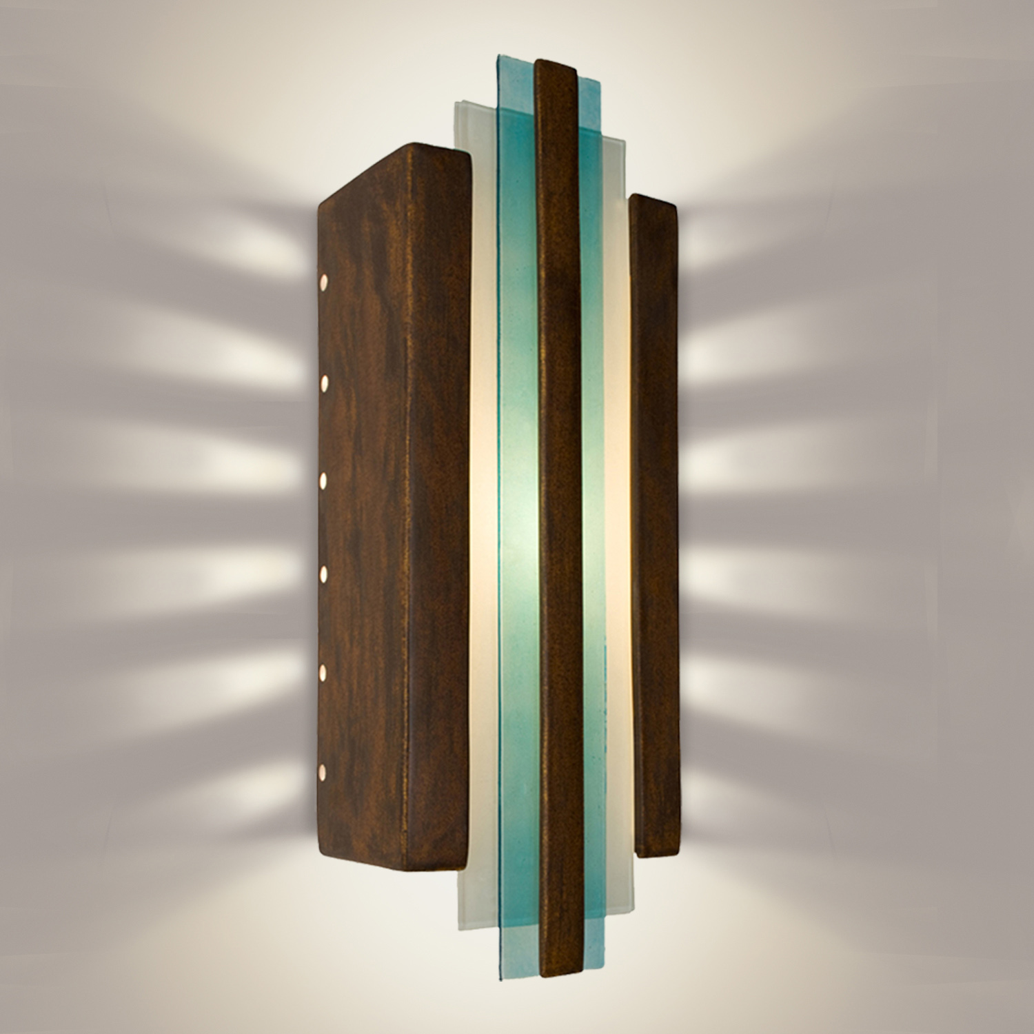 A19 RE113-BT-TQ-WET reFusion Empire Wall Sconce Butternut and Turquoise (Outdoor Sheltered Socket for Wet Locations (Bulb not included))