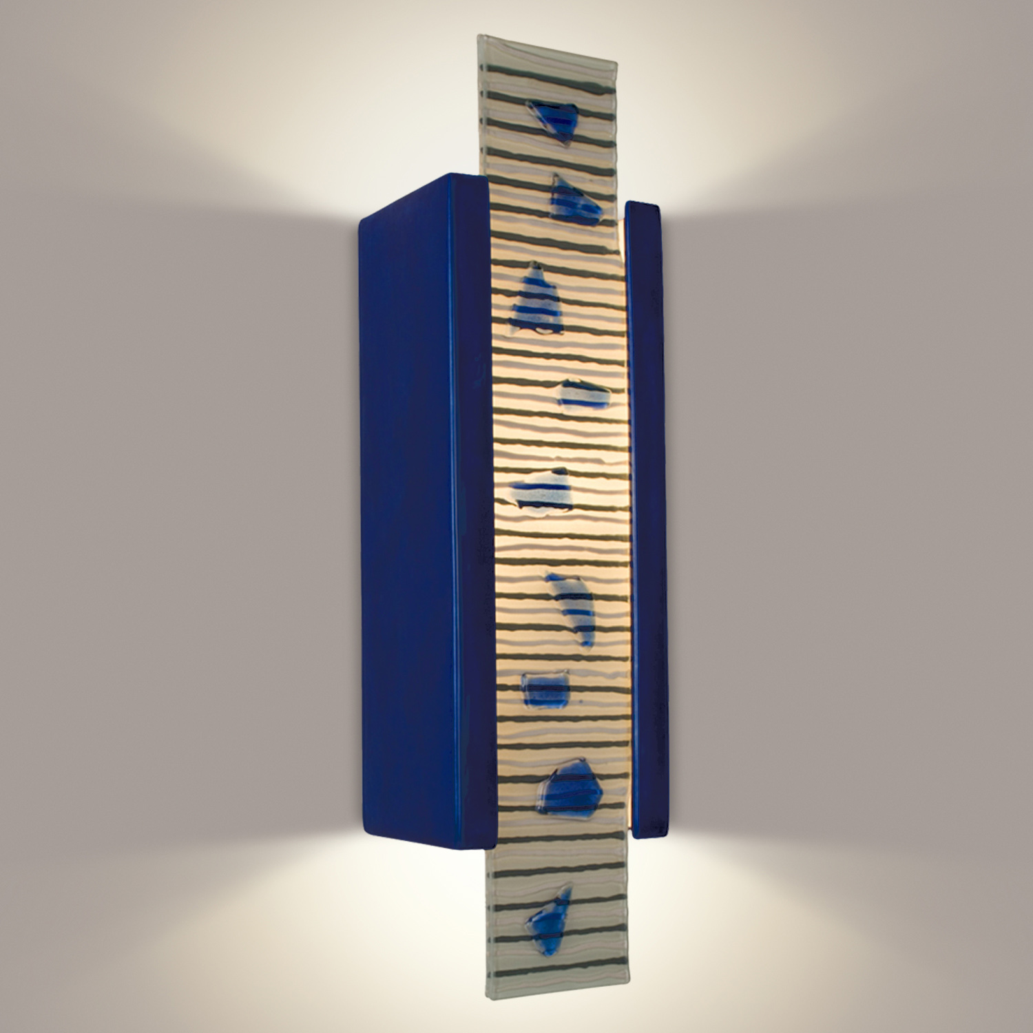 A19 RE115-CB-MSH-WET reFusion Zen Garden Wall Sconce Cobalt Blue and Multi Sapphire (Outdoor Sheltered Socket for Wet Locations (Bulb not included))