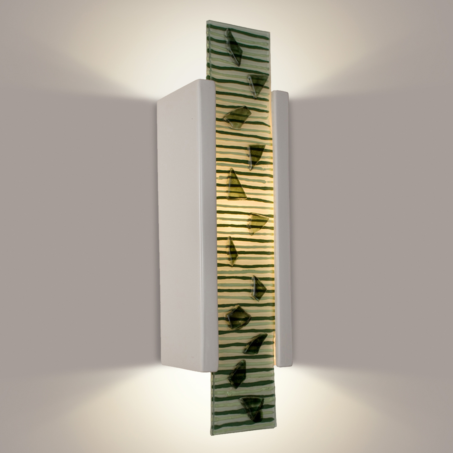 A19 RE115-WG-MSW-WET reFusion Zen Garden Wall Sconce White Gloss and Multi Seaweed (Outdoor Sheltered Socket for Wet Locations (Bulb not included))