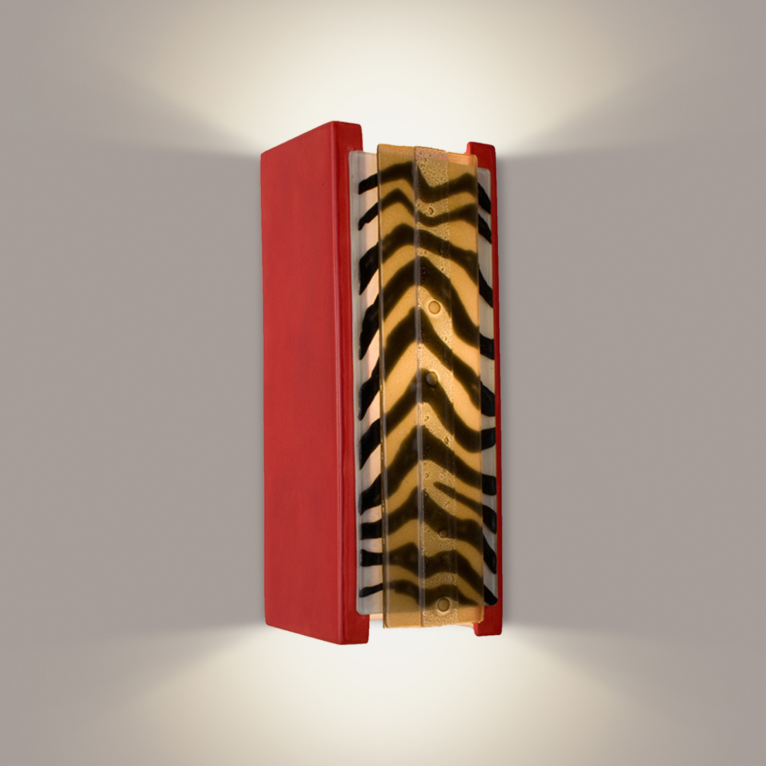 A19 RE117-MR-ZCM-WET reFusion Safari Wall Sconce Matador Red and Zebra Caramel (Outdoor Sheltered Socket for Wet Locations (Bulb not included))