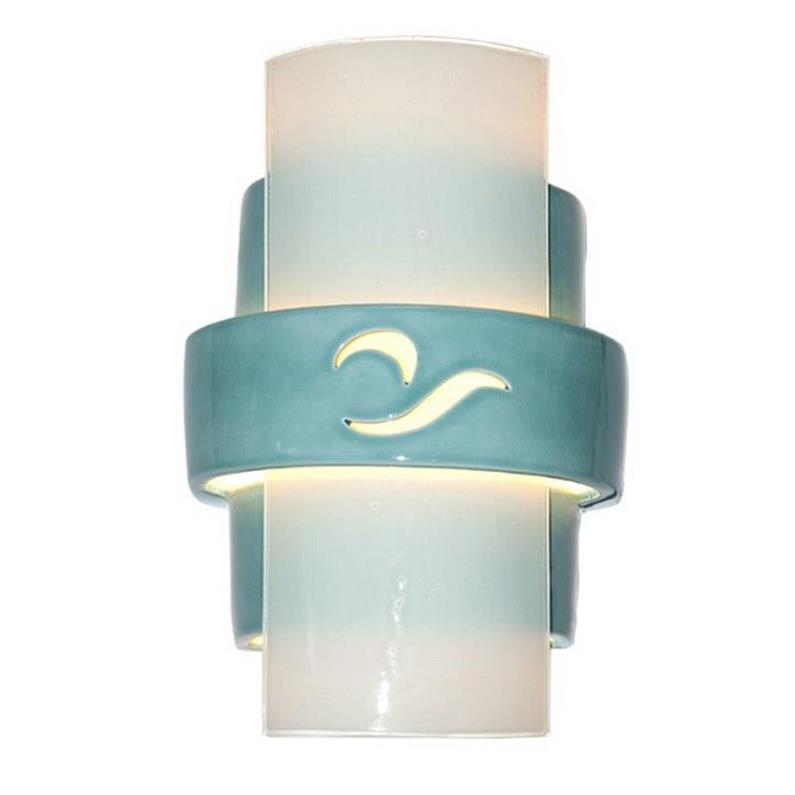 A19 RE121-TC-WF-WET reFusion South Beach Wall Sconce Teal Crackle and White Frost (Outdoor Sheltered Socket for Wet Locations (Bulb not included))
