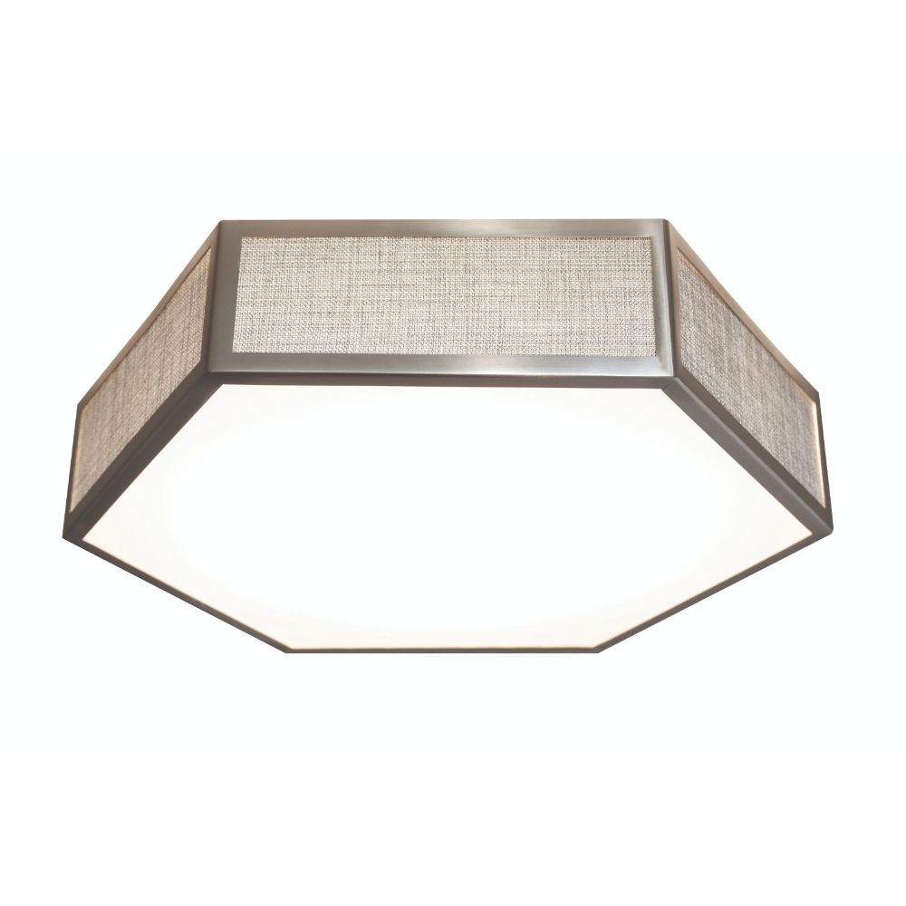 AFX Lighting CLAF1418LAJD1SNGY Clara - Flush Mount - Satin Nickel Finish - White Acrylic and Grey Linen Diffuser