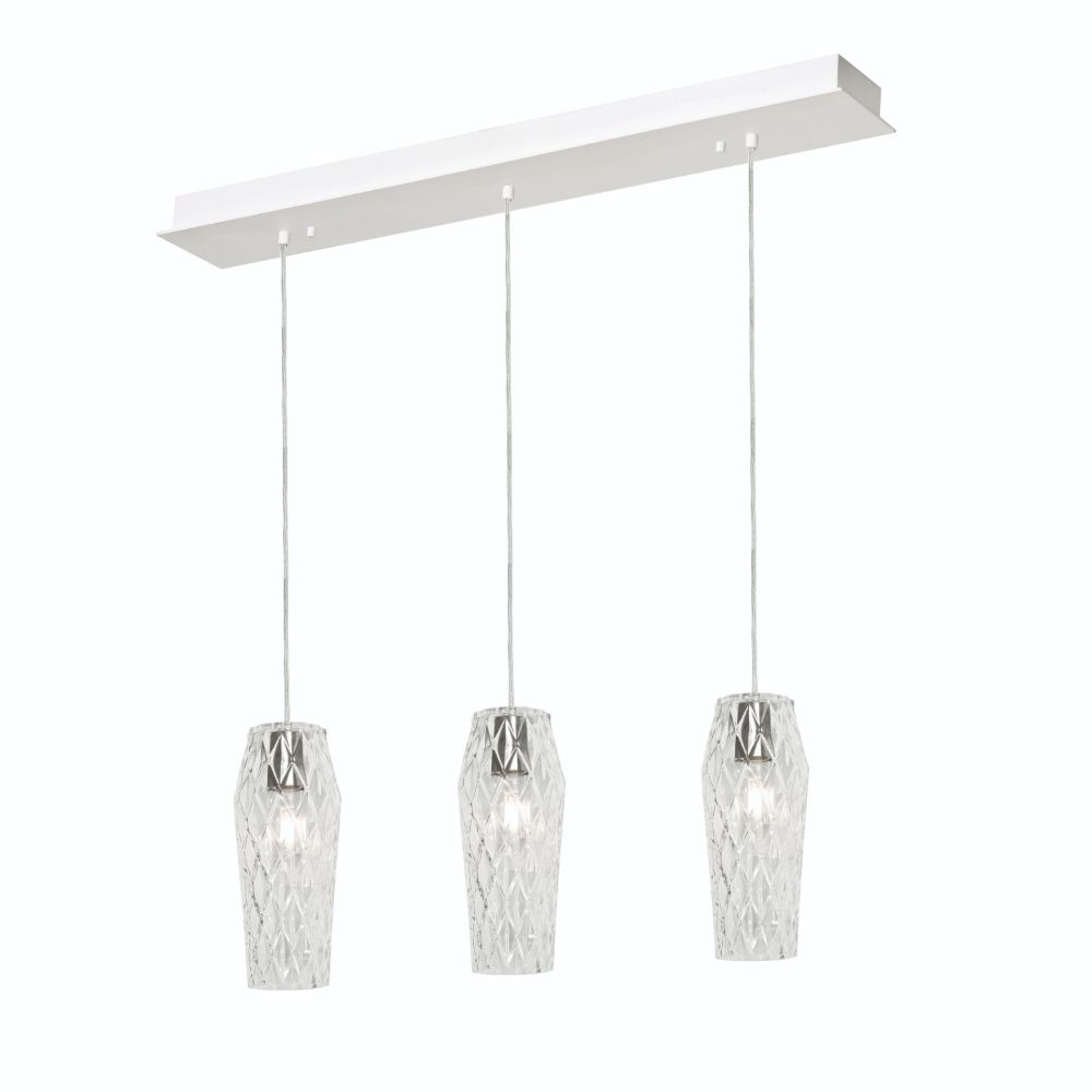 AFX Lighting CNDP05MBCLLNR3 Candace Triple Pendant Medium Base W Lm 120V in Satin Nickel/Faceted Clear