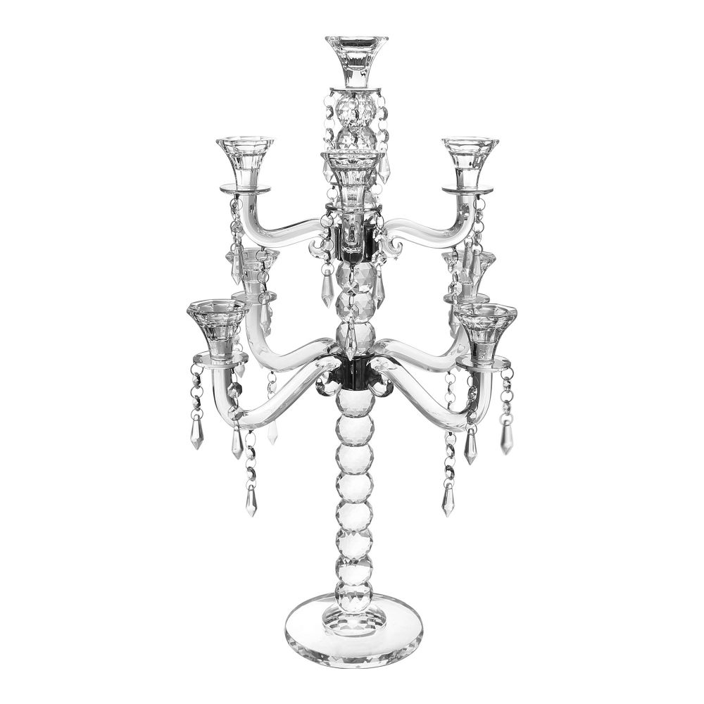 Candelabra 9 Branch with Hanging Crystals 25"