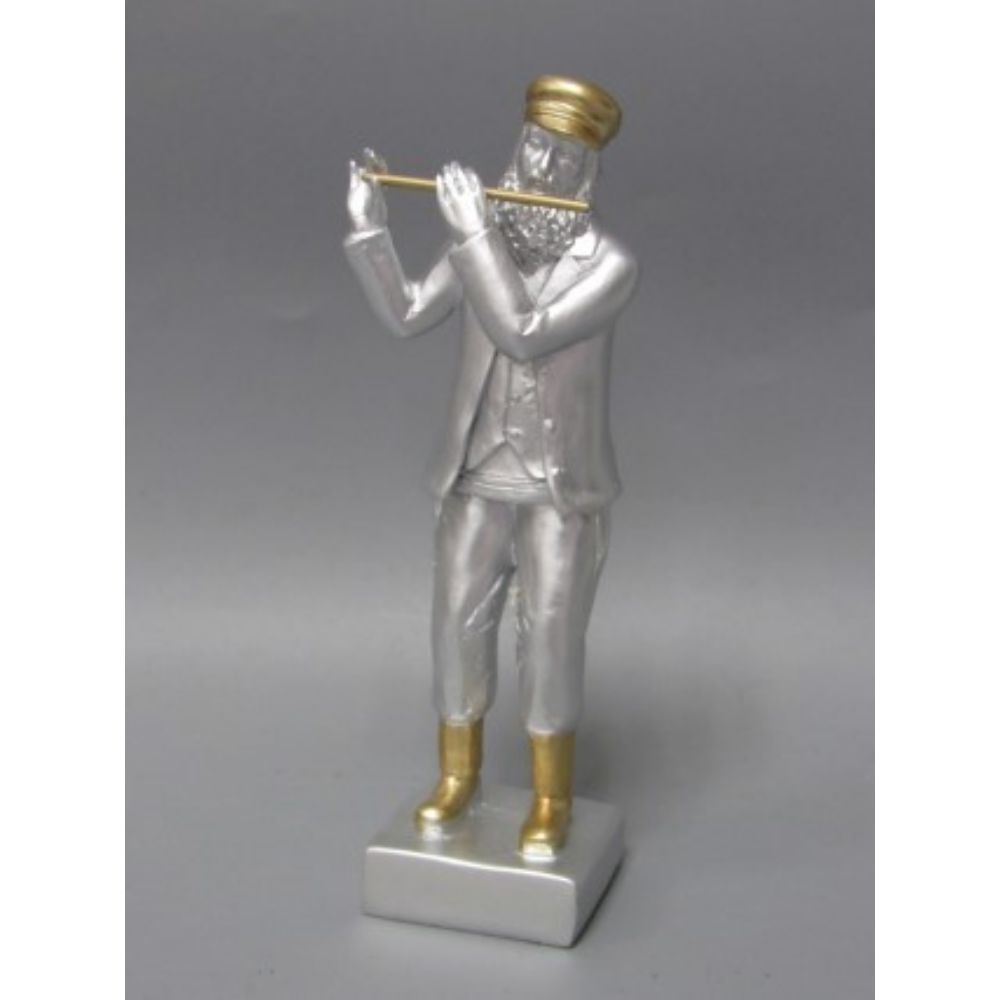 Fiddler Polyresin Silver & Gold Flute 7"