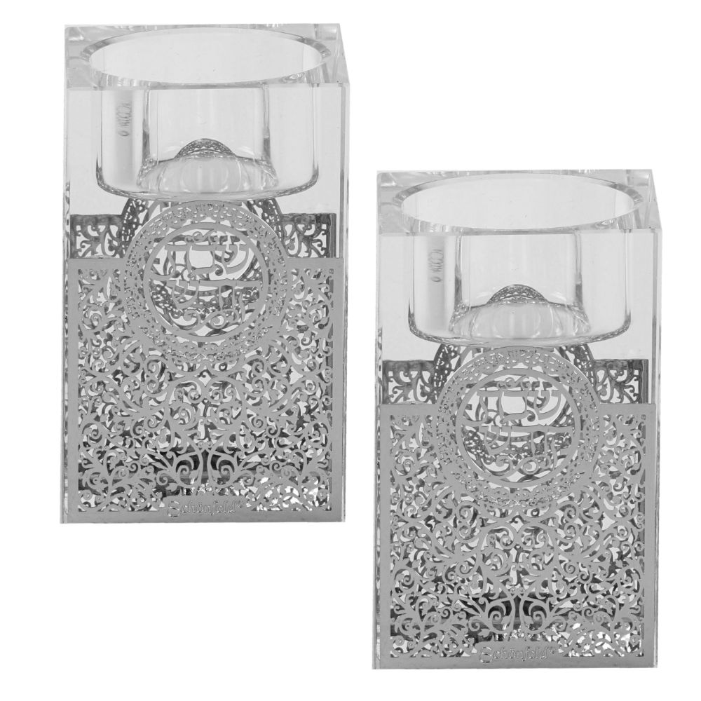 Crystal And Silver Tealight Candle Holder 3"H X 2"W