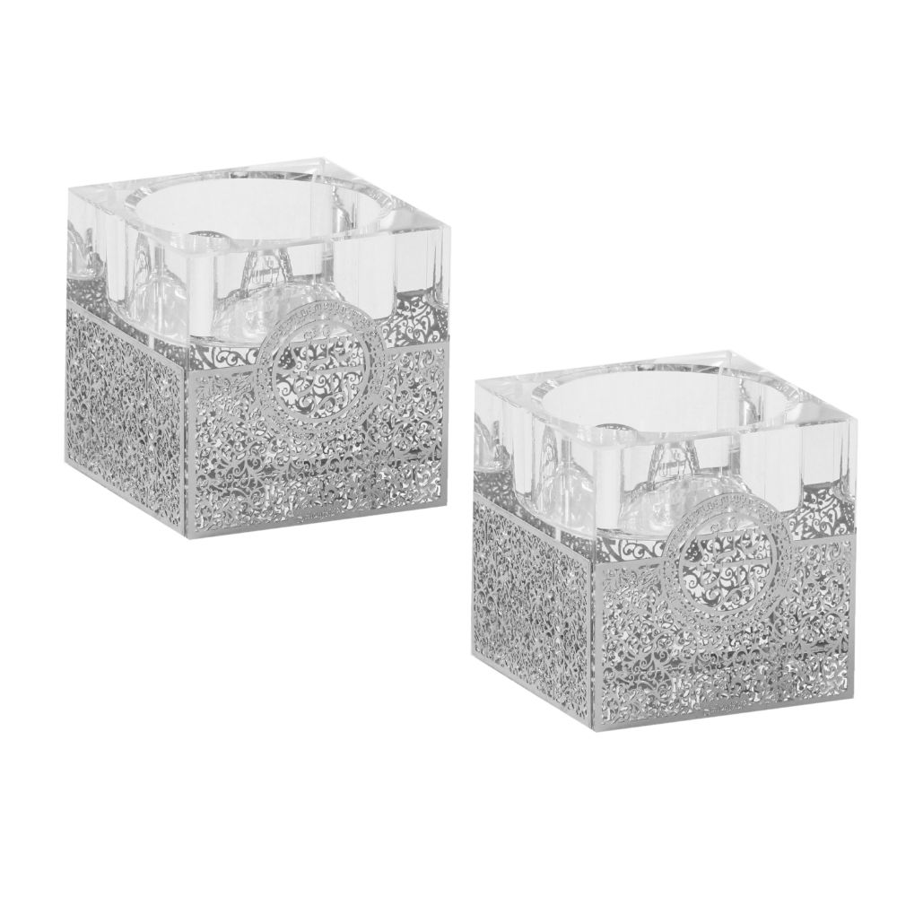 Crystal And Silver Tealight Candle Holder 2"H X 2"W