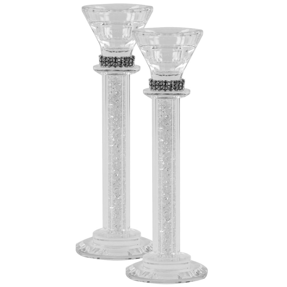 Crystal Candlesticks with Clear Crystal Filling 7.5"