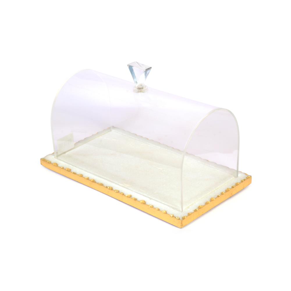 White Marble Rectangular Cake tray with gold foiling