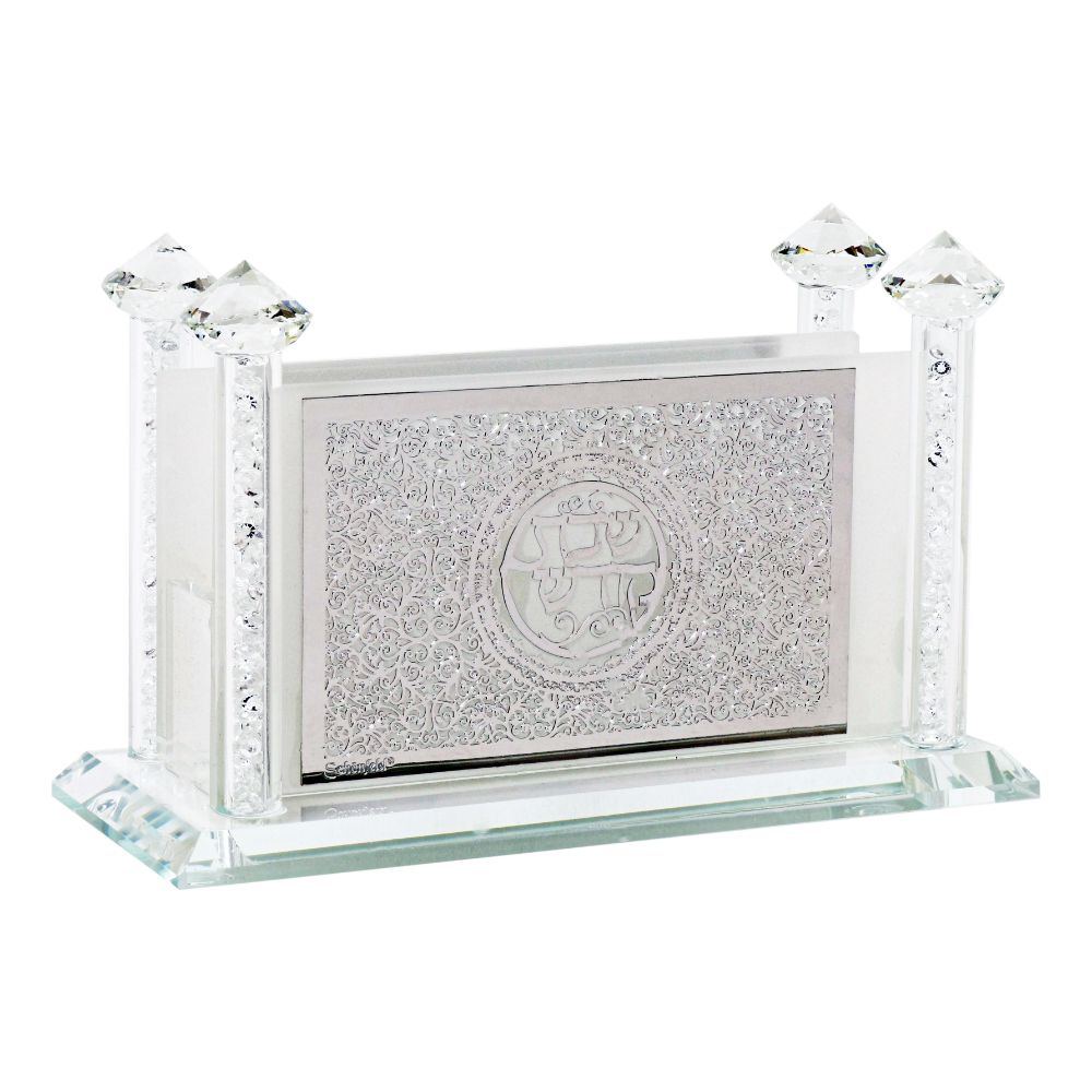 Crystal Match Box Standing -With Silver Shabbat Plate