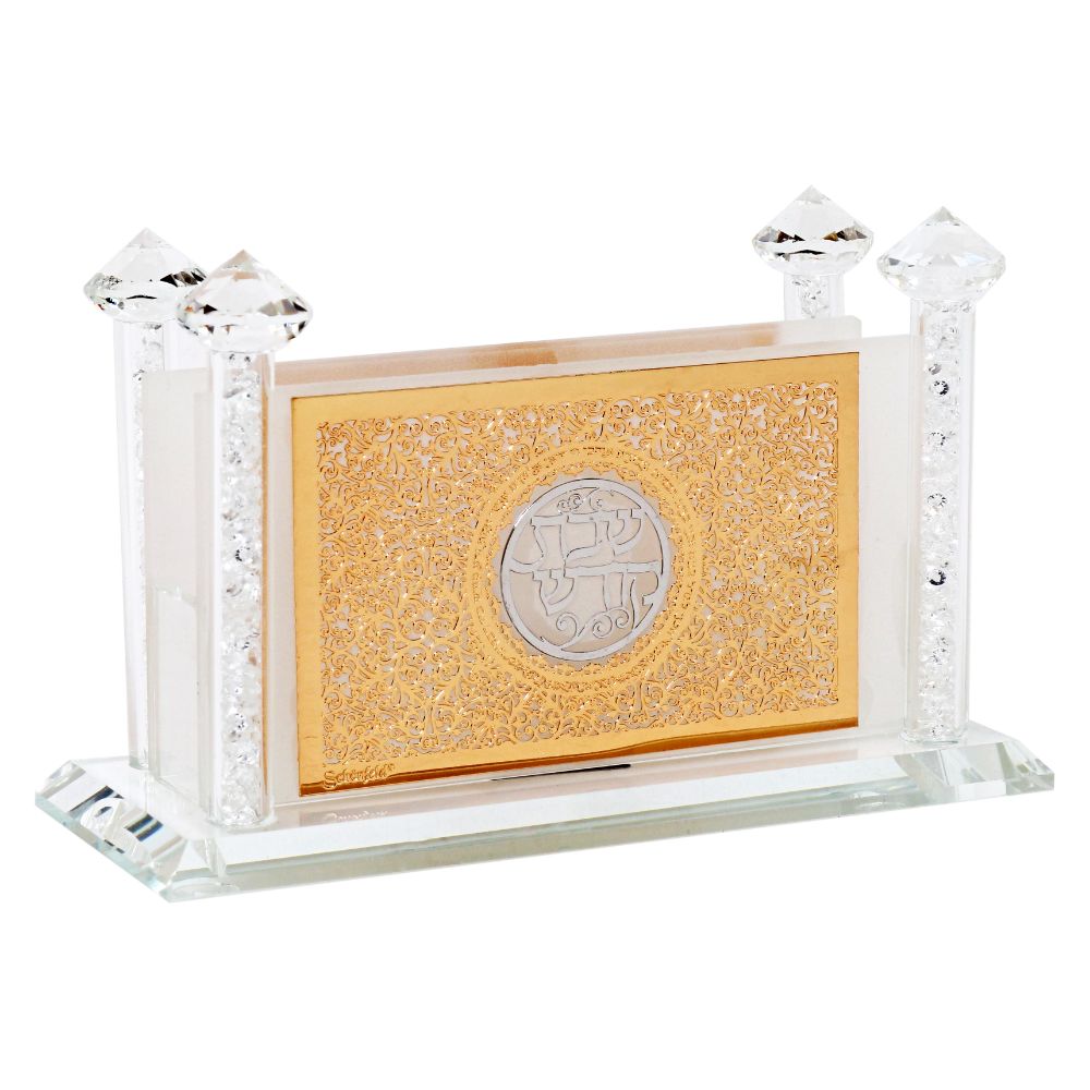Crystal Match Box Standing Combined Gold and Silver plate