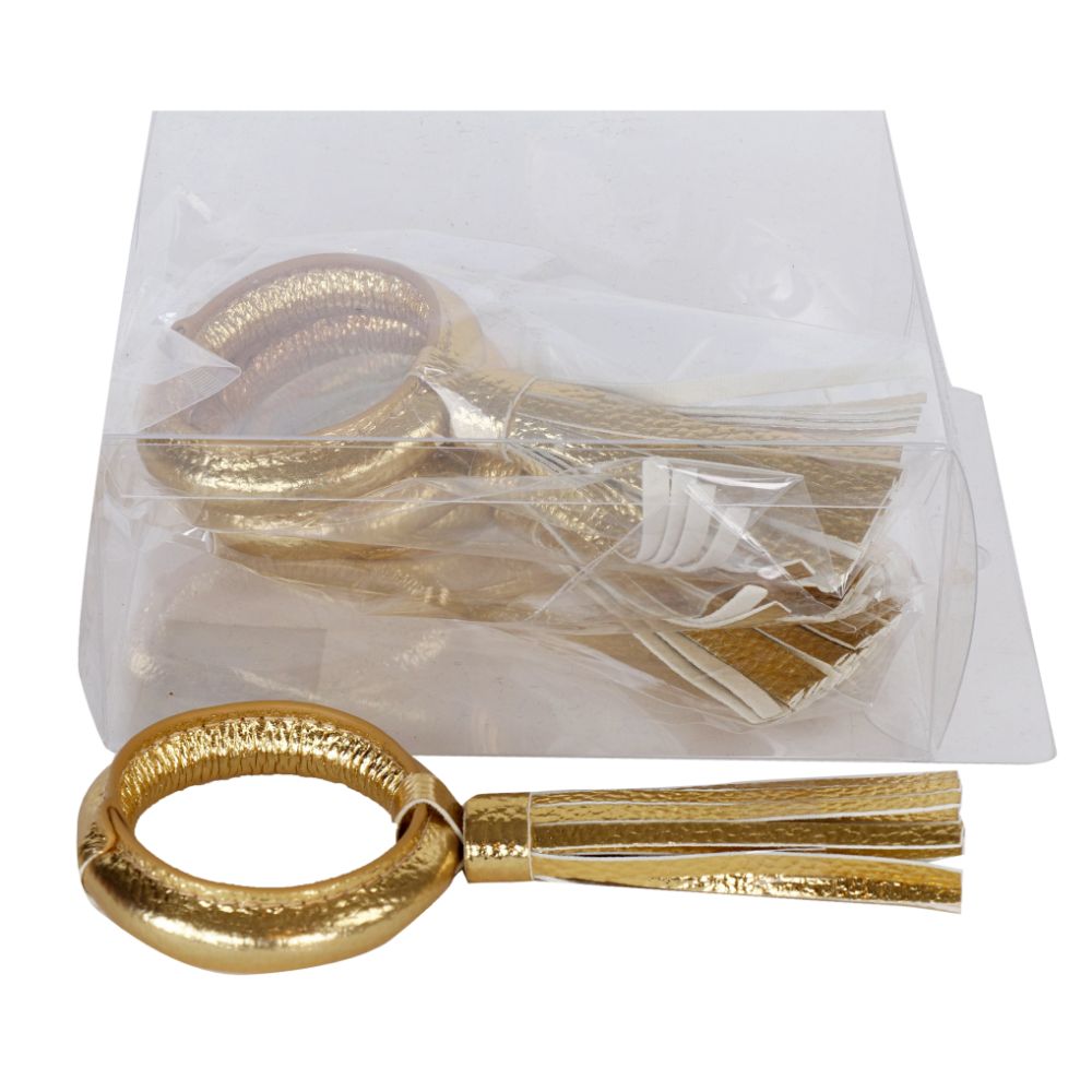 Gold Tassel Napkin Ring set of 4/pvc box,