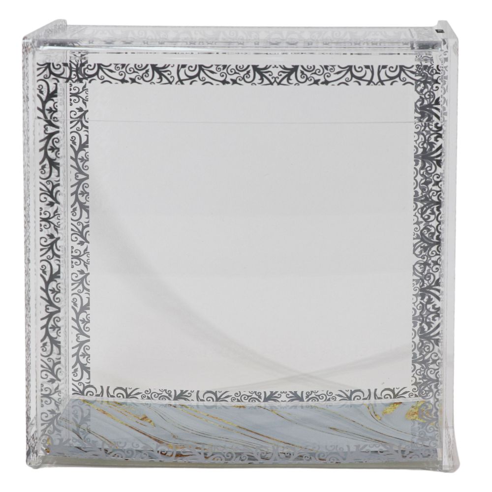 Acrylic Stand Square Matza Box - Royal Design Silver 6.5x4.5"