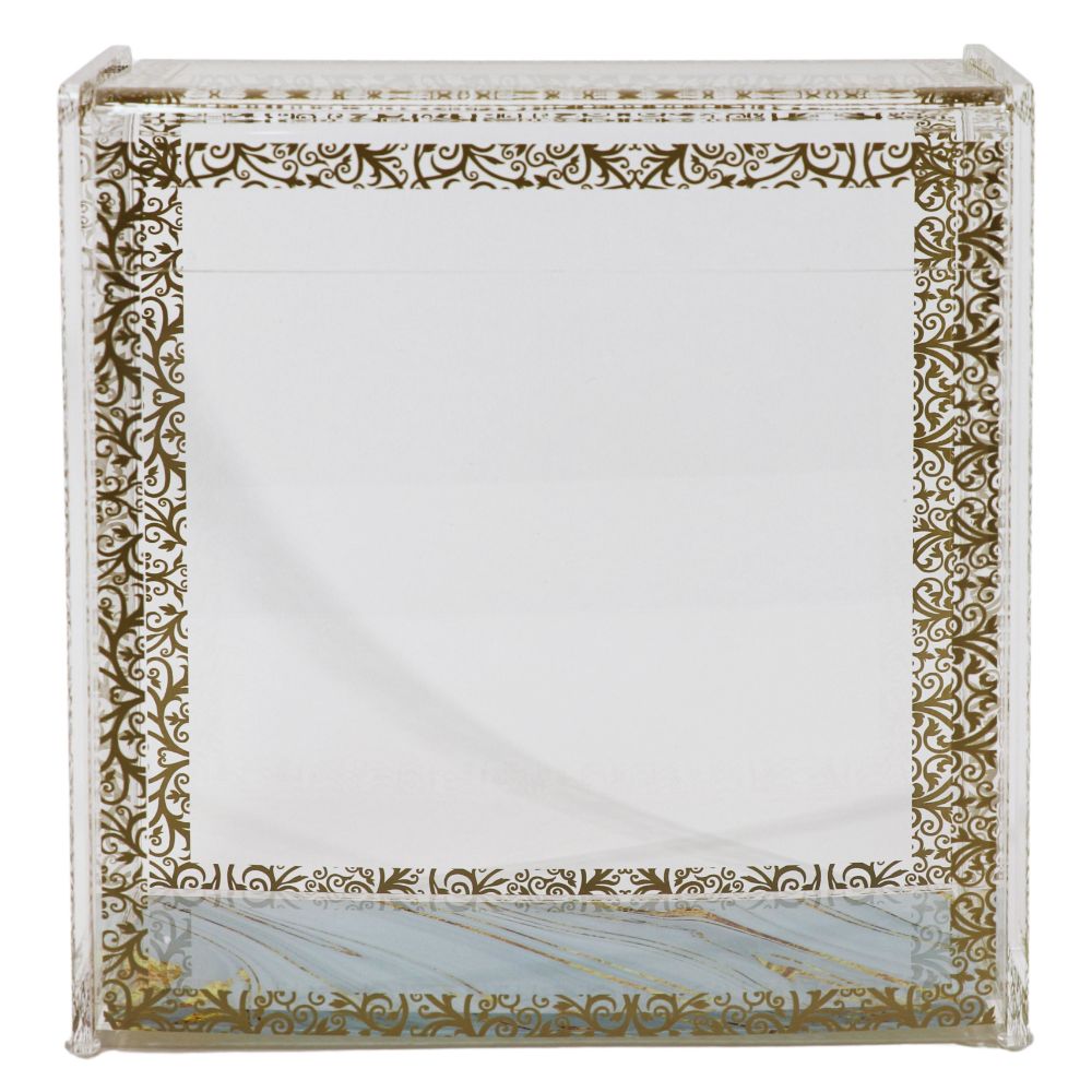 Acrylic Stand Square Matza Box - Royal Design Gold 6.5x4.5"