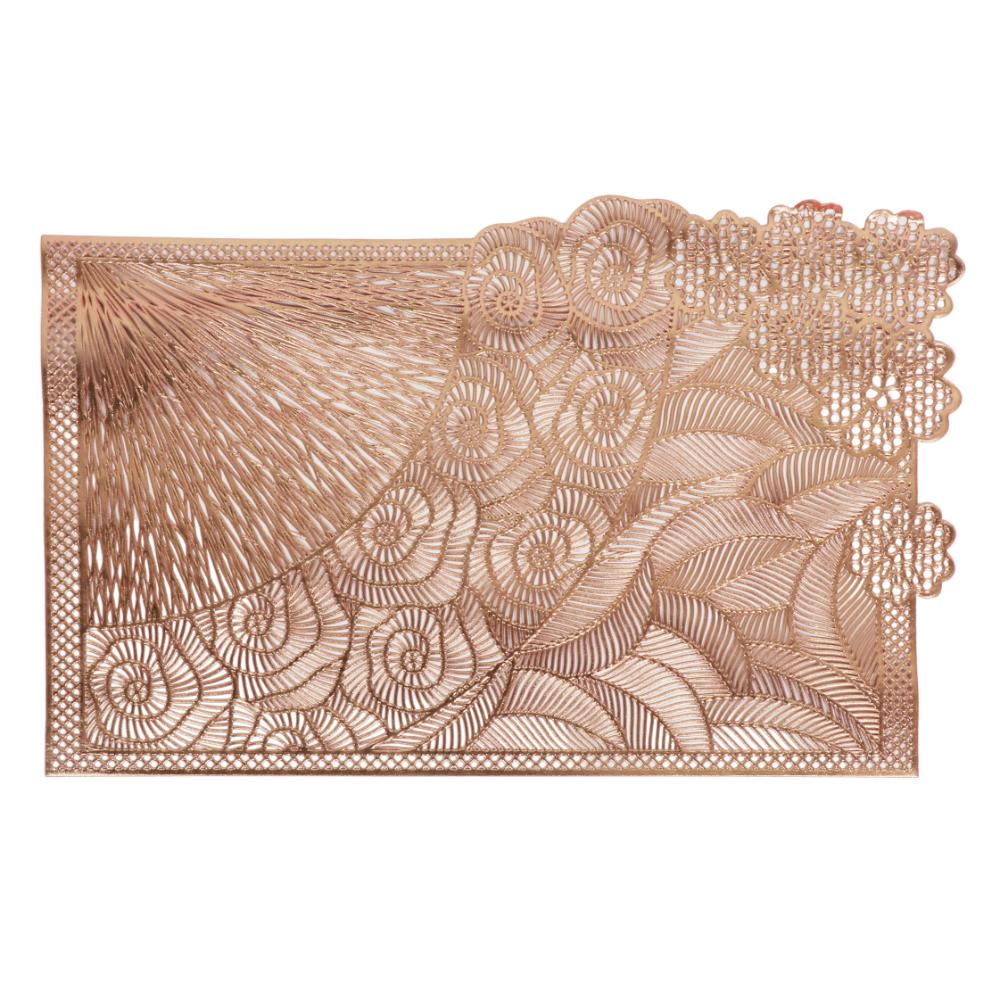 Gold Rectangular Leather Look Laser Cut Placemats