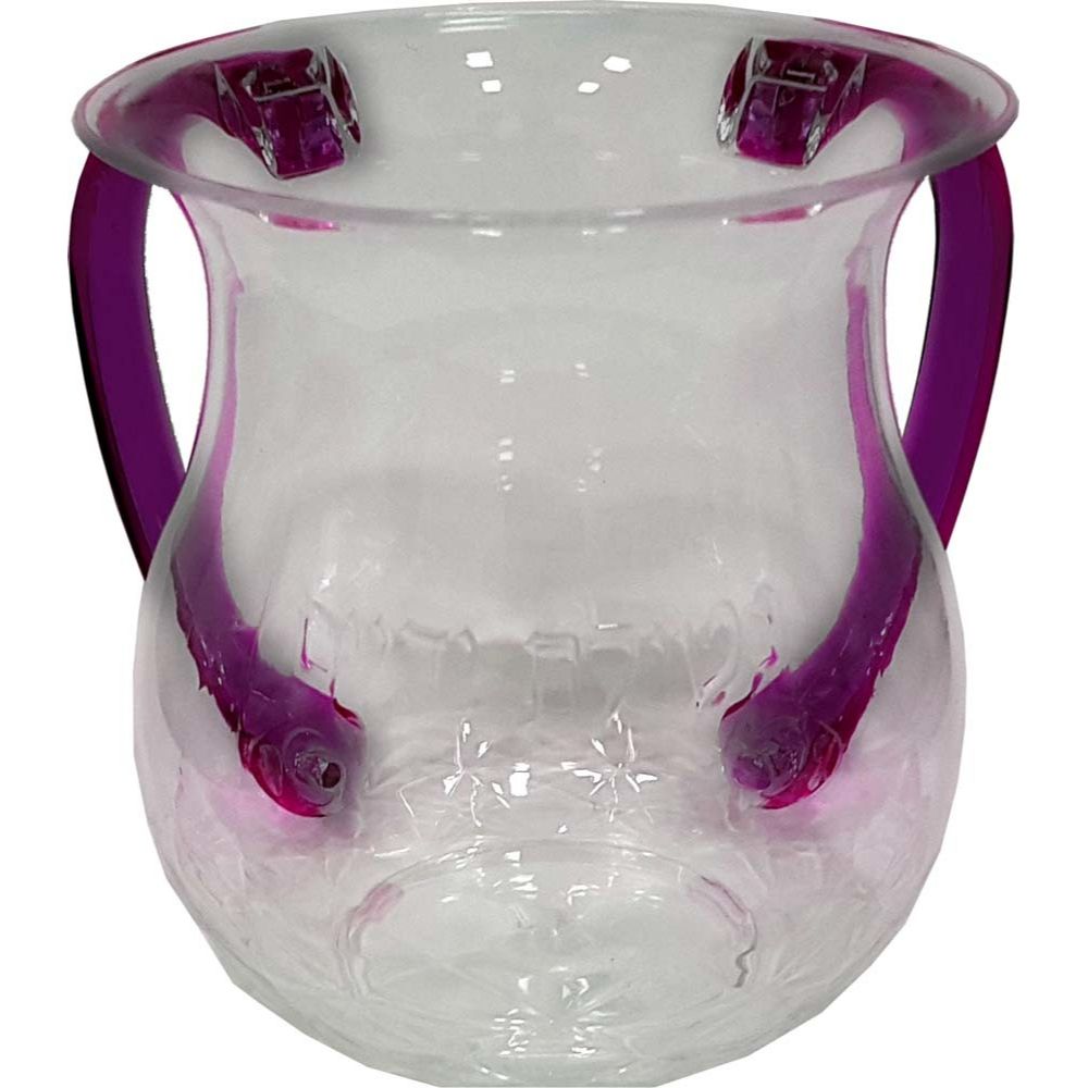 Clear Acrylic washing Cup 4.5" With Pink Handles (6 pp)