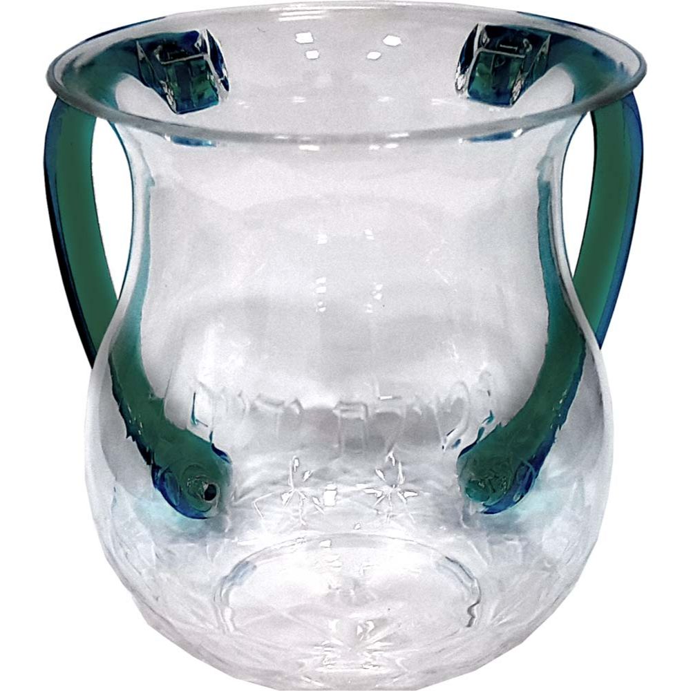 Clear Acrylic washing Cup 4.5" With Green Handles (6 pp)