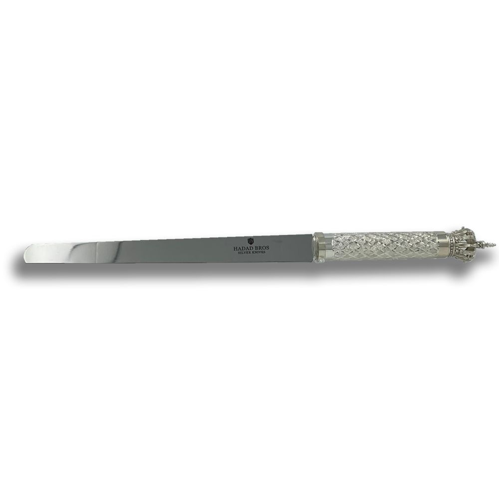 Hadad Bros 925sc Silver Knife Large diamond Swiss Blade 17 1/4 " NON Serrated