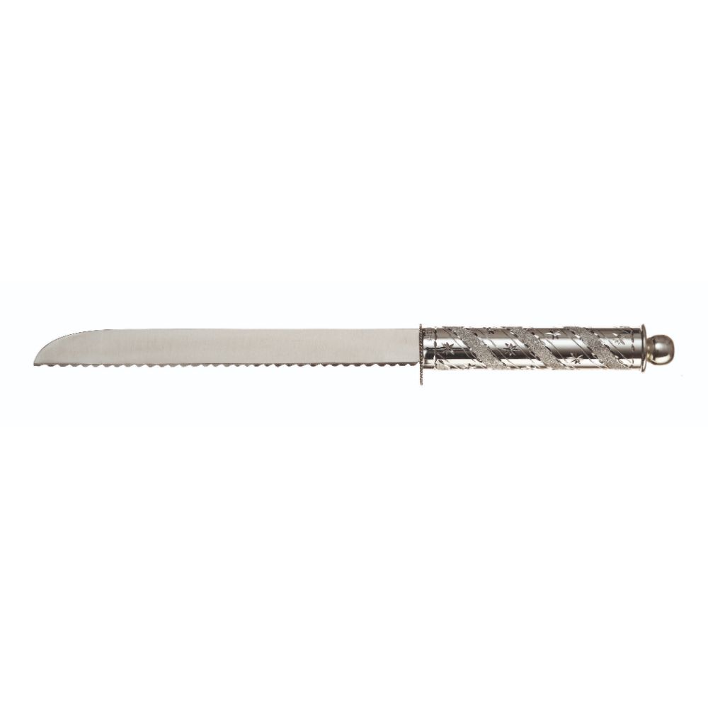 Silver Knife Engraved Serrated 925 sp