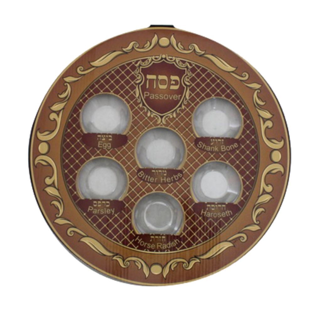 Carton With Plastic Passover Plate 32 Cm- Brown Colors