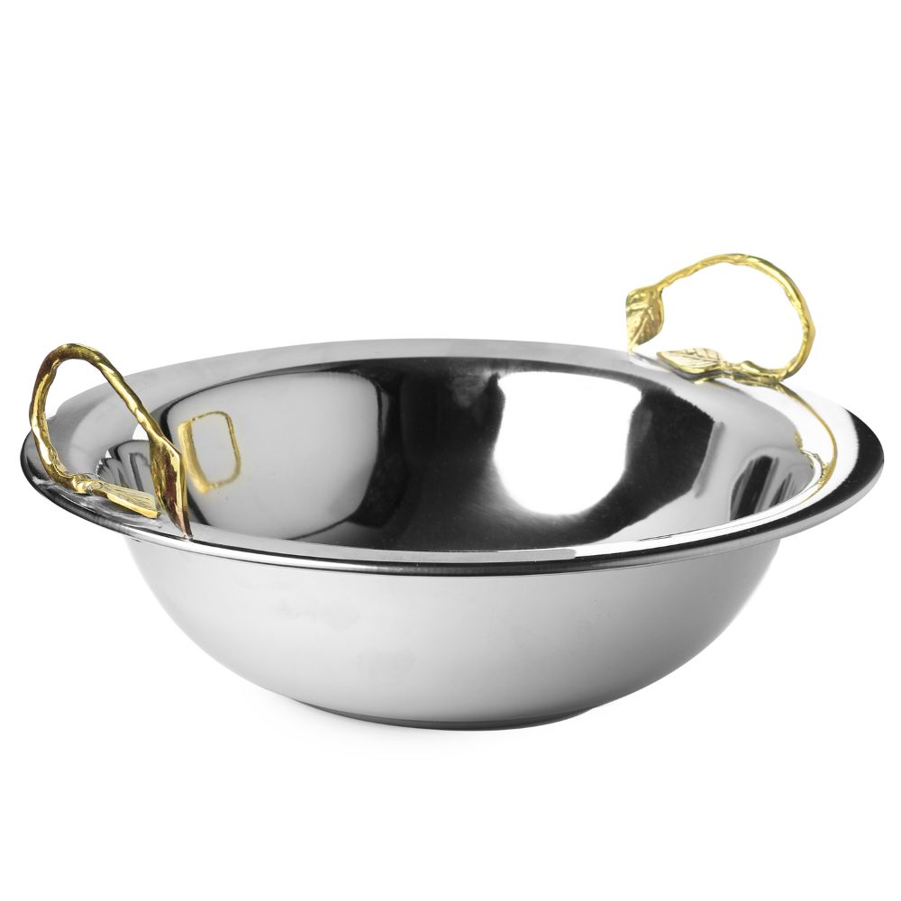 Stainless Steel Bowl With Bronze handles 14"