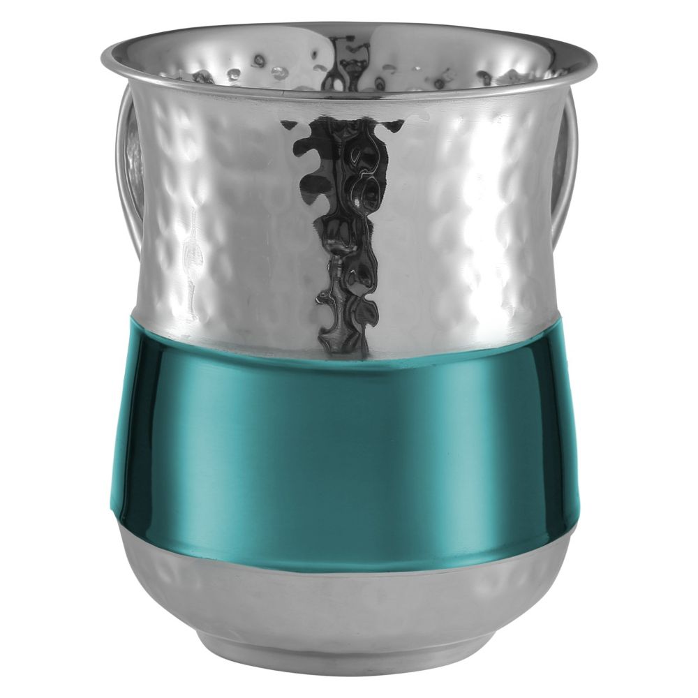 Stainless Steel Washing Cup Hammered Turquoise Stripe