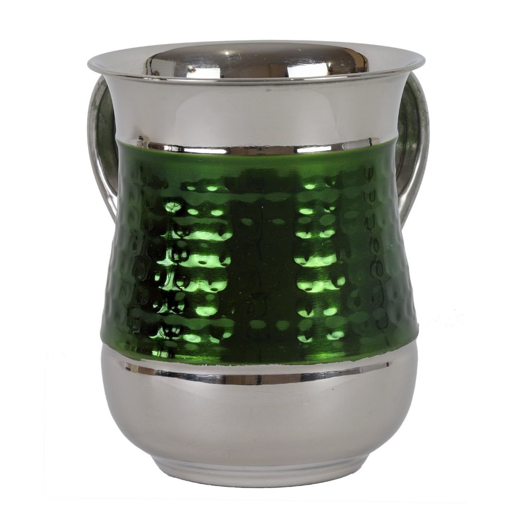 Washing Cup Stainless Steel Green Hammered`