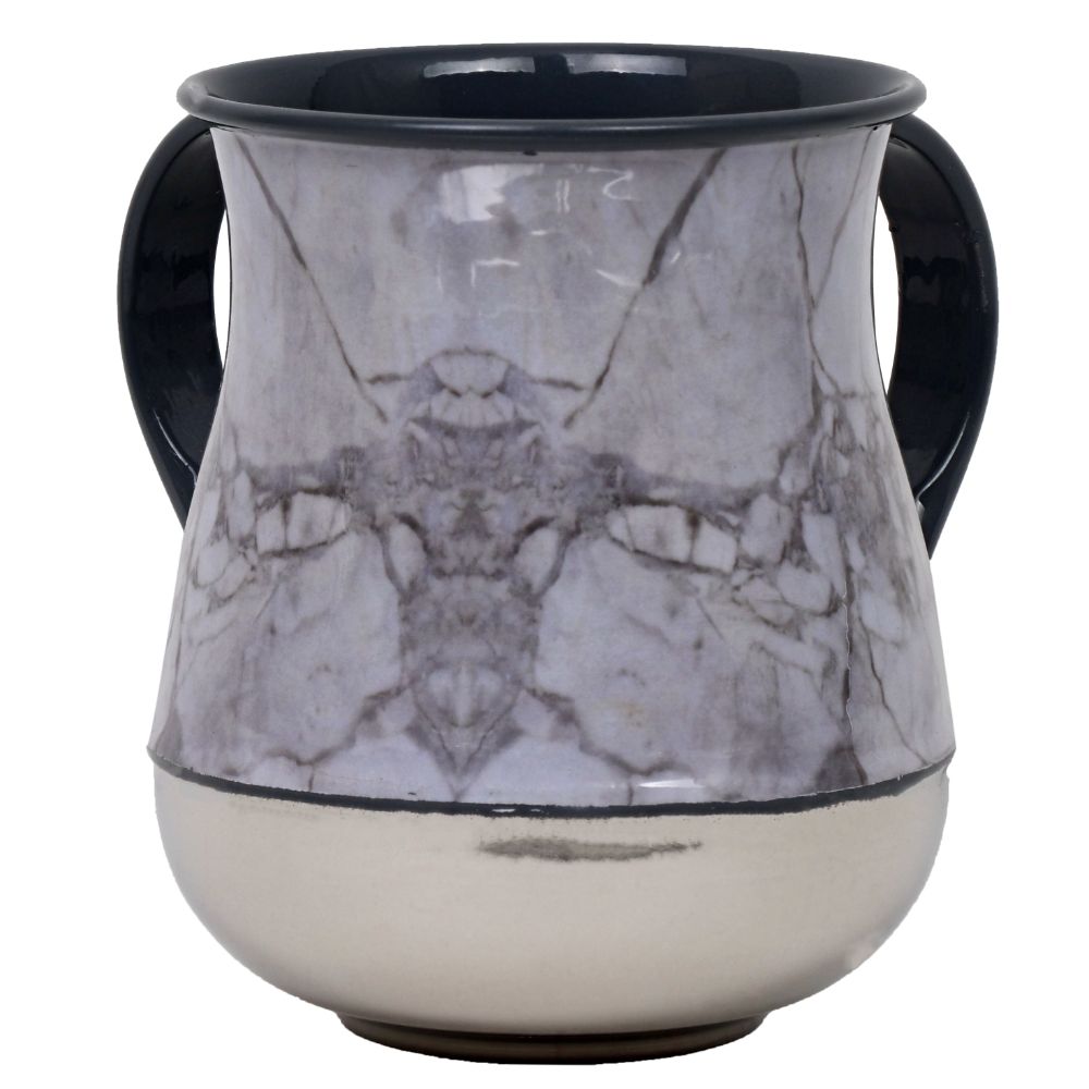 Washing Cup Marble Silver & White