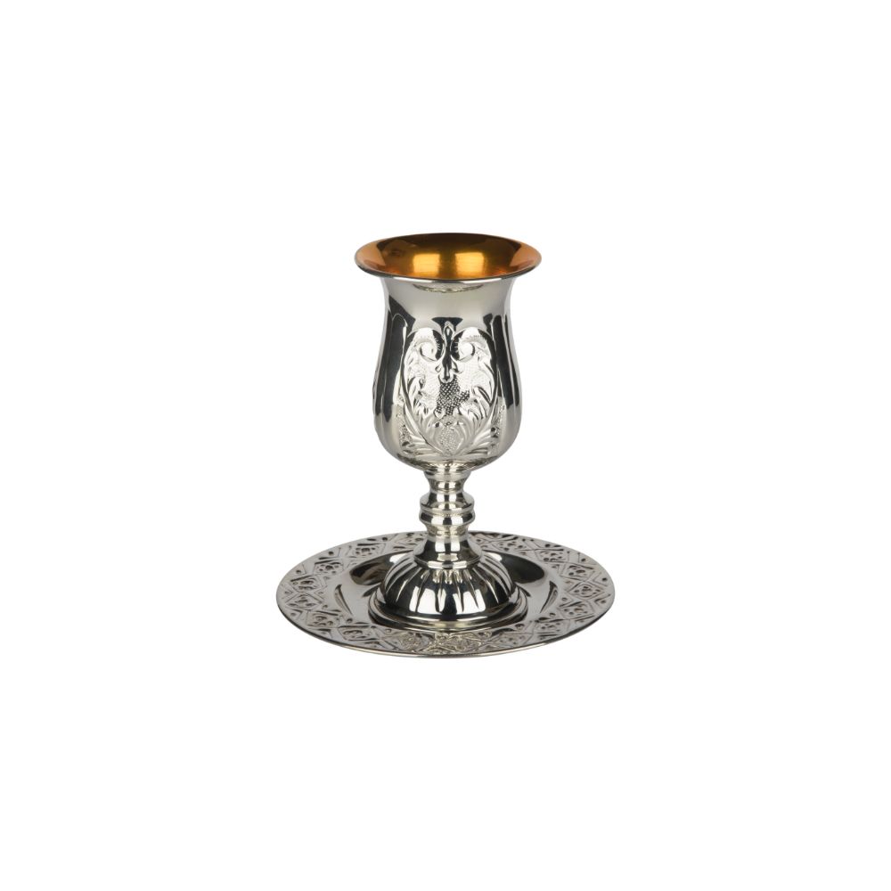 Silver Kiddush Cup Set With Stem 925 sc 5.5"